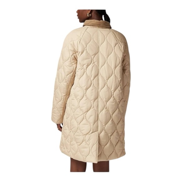 J. Crew Khaki Long Signature Puffer Barn Corduroy Collar Lightweight Warm NEW - Picture 4 of 16